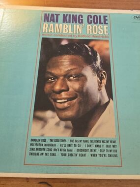 Nat King Cole Ramblin' Rose - Teal Album Cover Vinyl Record 1962